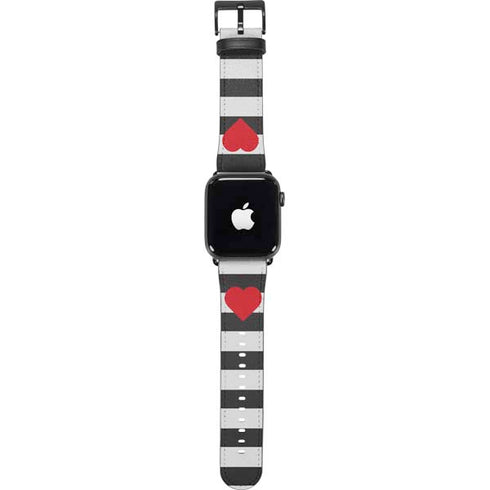 Black And White Striped Heart Apple Watch Band 38-40mm
