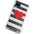 Black And White Striped Heart Galaxy A12 Clear Case