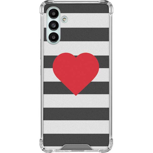 Black And White Striped Heart Galaxy A13 5G Clear Case