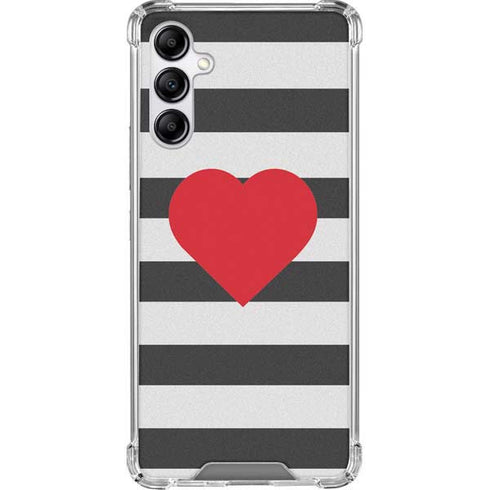 Black And White Striped Heart Galaxy A14 5G Clear Case