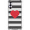 Black And White Striped Heart Galaxy A14 5G Clear Case
