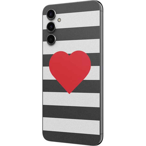 Black And White Striped Heart Galaxy A14 5G Skin