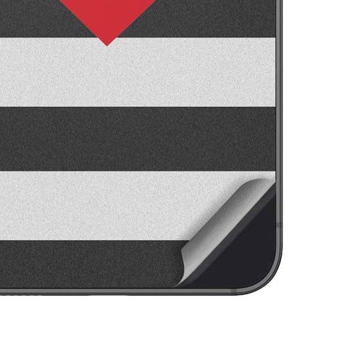 Black And White Striped Heart Galaxy A14 5G Skin