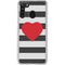 Black And White Striped Heart Galaxy A21 Clear Case