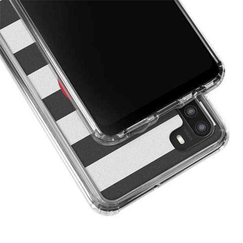Black And White Striped Heart Galaxy A21 Clear Case