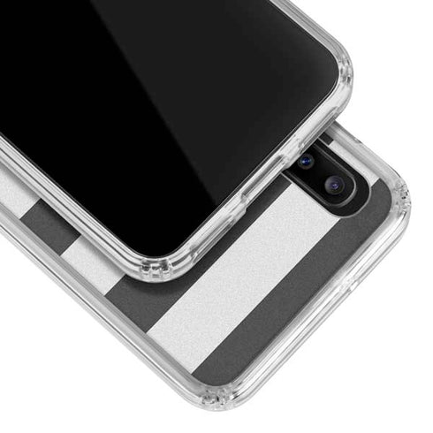 Black And White Striped Heart Galaxy A30 Clear Case