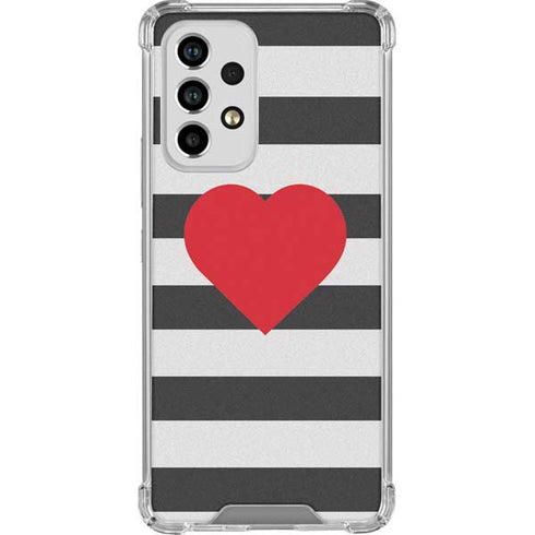 Black And White Striped Heart Galaxy A53 5G Clear Case