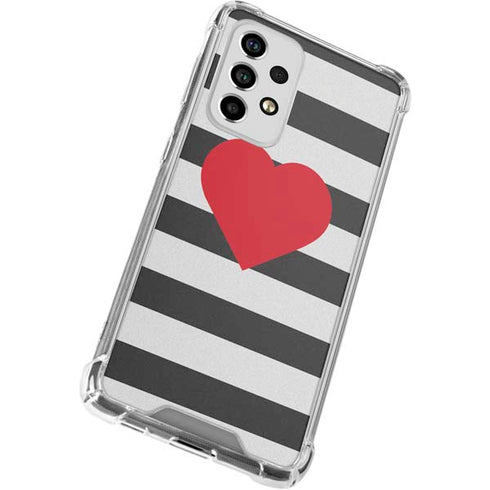 Black And White Striped Heart Galaxy A53 5G Clear Case