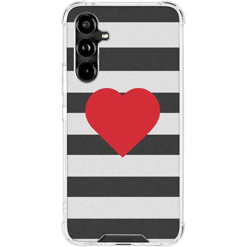 Black And White Striped Heart Galaxy A54 5G Clear Case