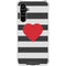 Black And White Striped Heart Galaxy A54 5G Clear Case