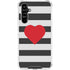 Black And White Striped Heart Galaxy A54 5G Clear Case