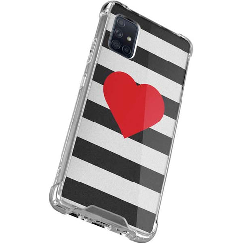 Black And White Striped Heart Galaxy A71 5G Clear Case