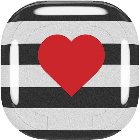 Black And White Striped Heart Galaxy Buds Live Skin