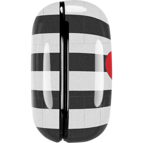 Black And White Striped Heart Galaxy Buds Live Skin