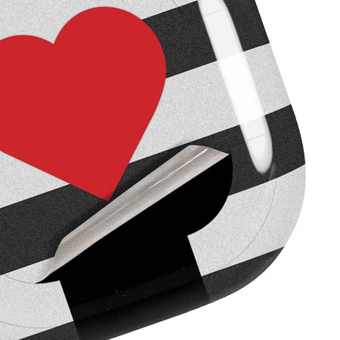 Black And White Striped Heart Galaxy Buds Pro Skin