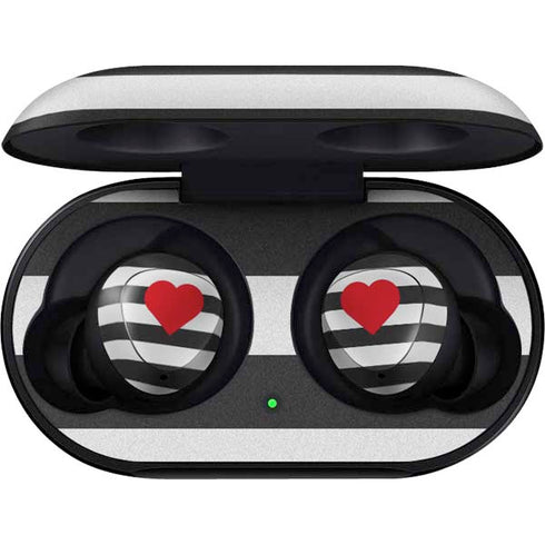Black And White Striped Heart Galaxy Buds Skin