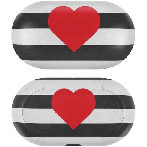 Black And White Striped Heart Galaxy Buds Skin