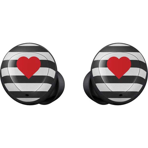 Black And White Striped Heart Galaxy Buds Skin