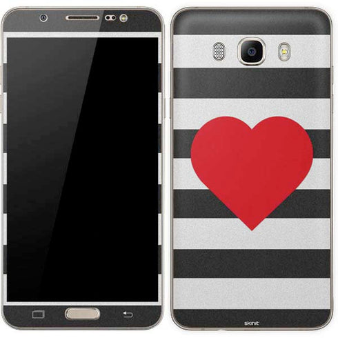 Black And White Striped Heart Galaxy J7 Skin