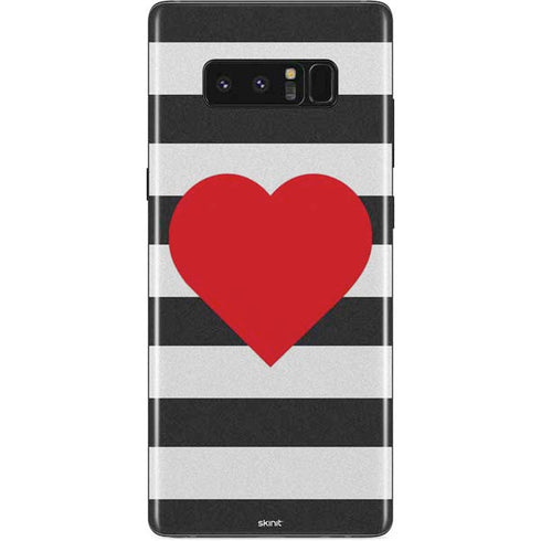 Black And White Striped Heart Galaxy Note 8 Skin