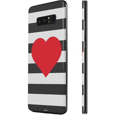Black And White Striped Heart Galaxy Note 8 Skin