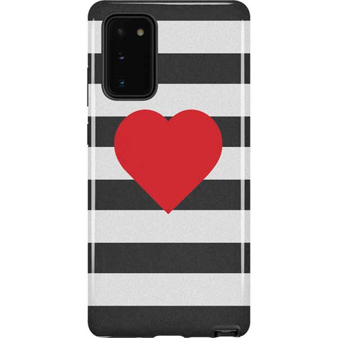 Black And White Striped Heart Galaxy Note20 5G Pro Case