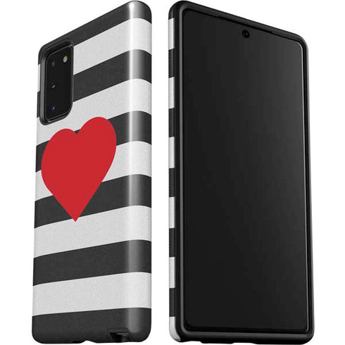 Black And White Striped Heart Galaxy Note20 5G Pro Case