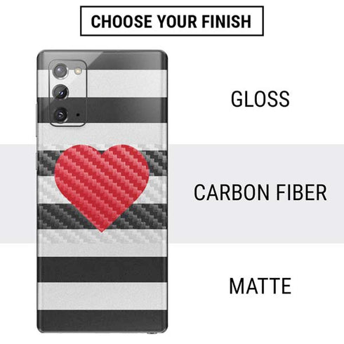 Black And White Striped Heart Galaxy Note20 5G Skin