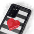 Black And White Striped Heart Galaxy Note20 5G Waterproof Case