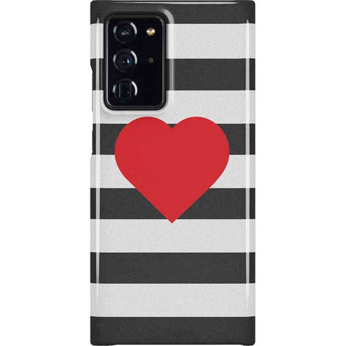 Black And White Striped Heart Galaxy Note20 Ultra 5G Lite Case