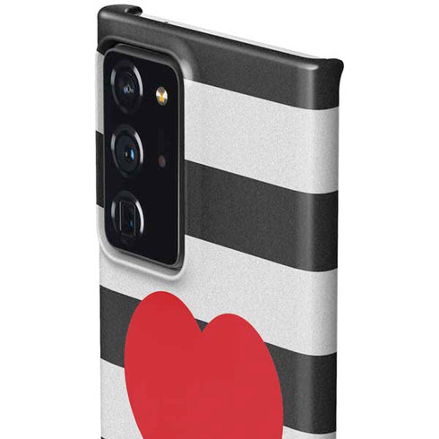 Black And White Striped Heart Galaxy Note20 Ultra 5G Lite Case