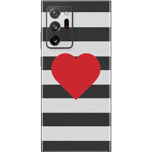 Black And White Striped Heart Galaxy Note20 Ultra 5G Skin