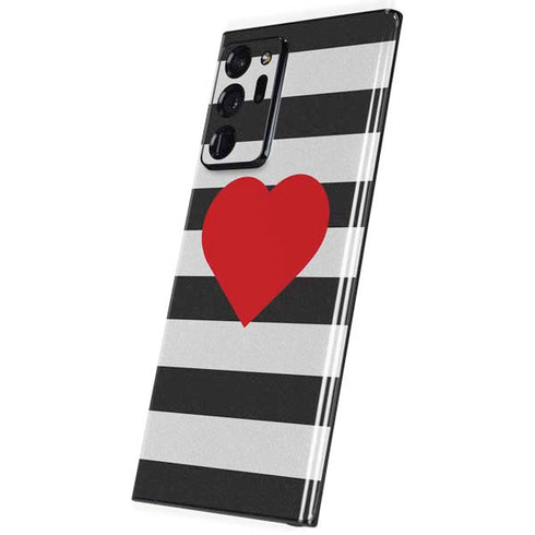 Black And White Striped Heart Galaxy Note20 Ultra 5G Skin
