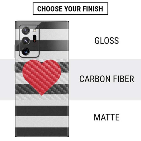Black And White Striped Heart Galaxy Note20 Ultra 5G Skin