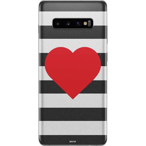 Black And White Striped Heart Galaxy S10 Plus Skin