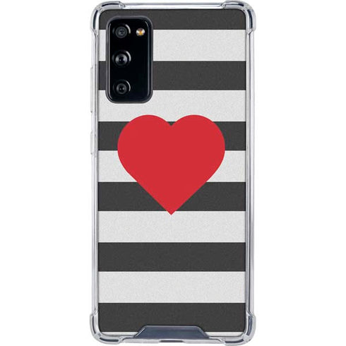 Black And White Striped Heart Galaxy S20 FE Clear Case