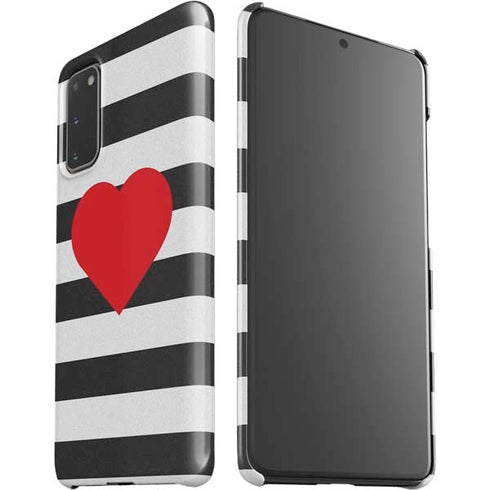 Black And White Striped Heart Galaxy S20 Lite Case