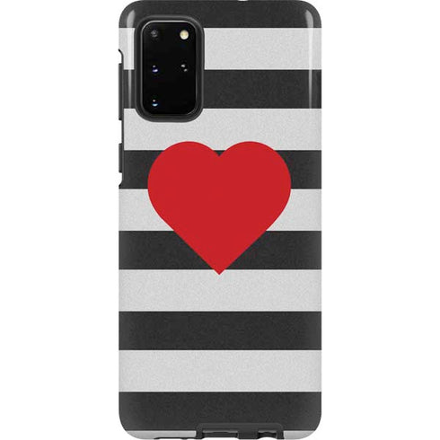 Black And White Striped Heart Galaxy S20 Plus Pro Case