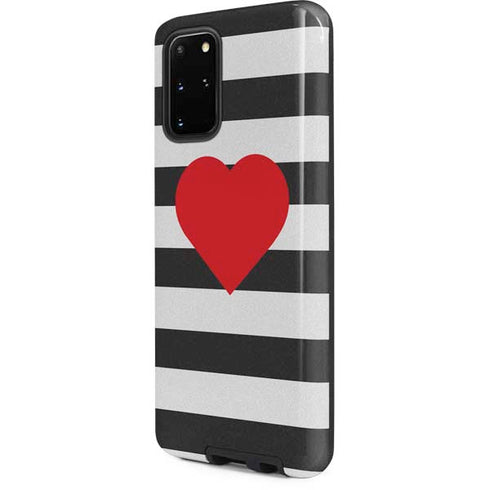 Black And White Striped Heart Galaxy S20 Plus Pro Case