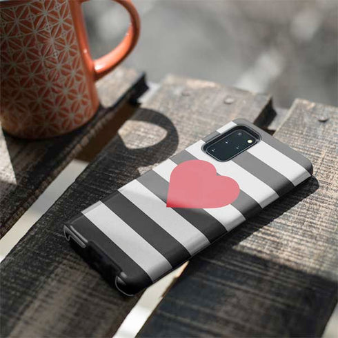 Black And White Striped Heart Galaxy S20 Plus Pro Case