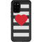 Black And White Striped Heart Galaxy S20 Plus Waterproof Case