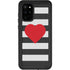 Black And White Striped Heart Galaxy S20 Plus Waterproof Case