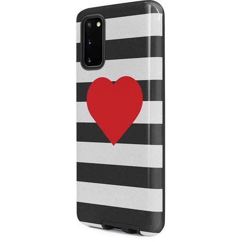 Black And White Striped Heart Galaxy S20 Pro Case