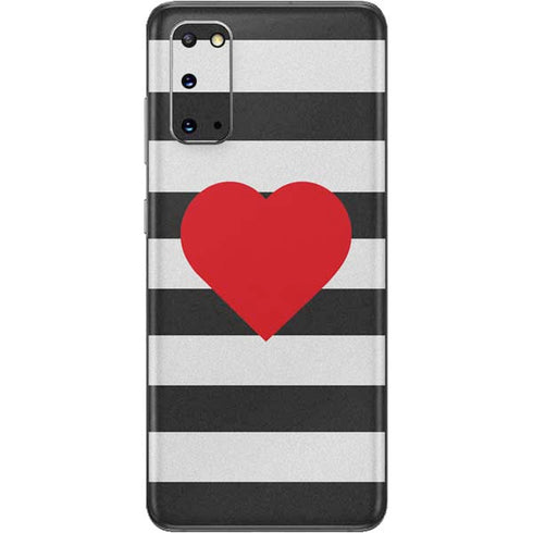 Black And White Striped Heart Galaxy S20 Skin