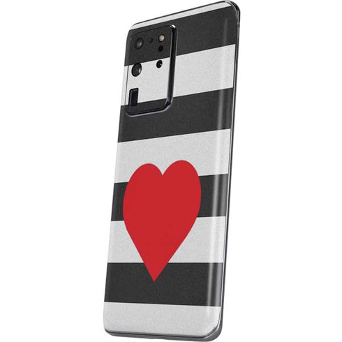 Black And White Striped Heart Galaxy S20 Ultra 5G Skin