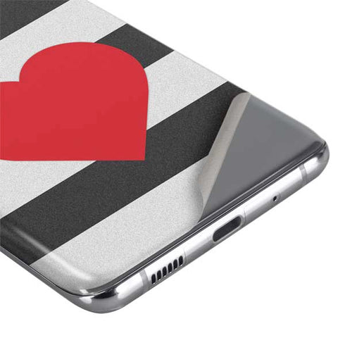 Black And White Striped Heart Galaxy S20 Ultra 5G Skin