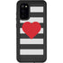 Black And White Striped Heart Galaxy S20 Waterproof Case
