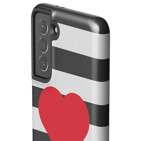 Black And White Striped Heart Galaxy S21 5G Pro Case