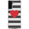Black And White Striped Heart Galaxy S21 FE Clear Case