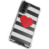 Black And White Striped Heart Galaxy S21 FE Clear Case